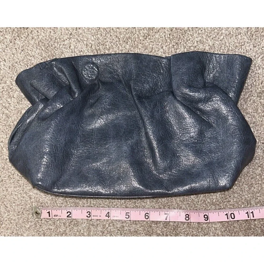 Anthropologie Blue Vegan Faux Ruffle‎ Clutch Going Out Party